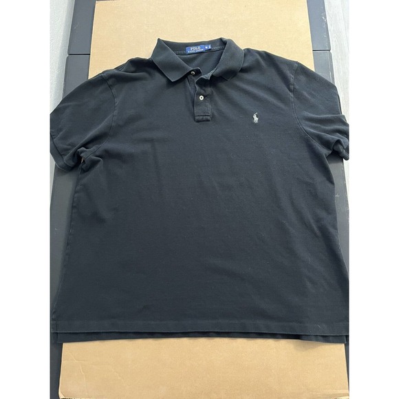 Polo Ralph Lauren 2XB Big Adult Polo Shirt Black Short Sleeve Preppy Mens - Picture 1 of 9